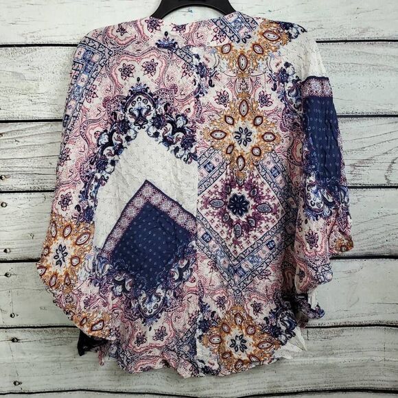 Eyeshadow Size SMALL Blue Floral Open Front Cover Top - Picture 3 of 8